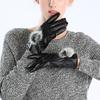 Fleece thermal imitation leather cycling touch screen leather gloves