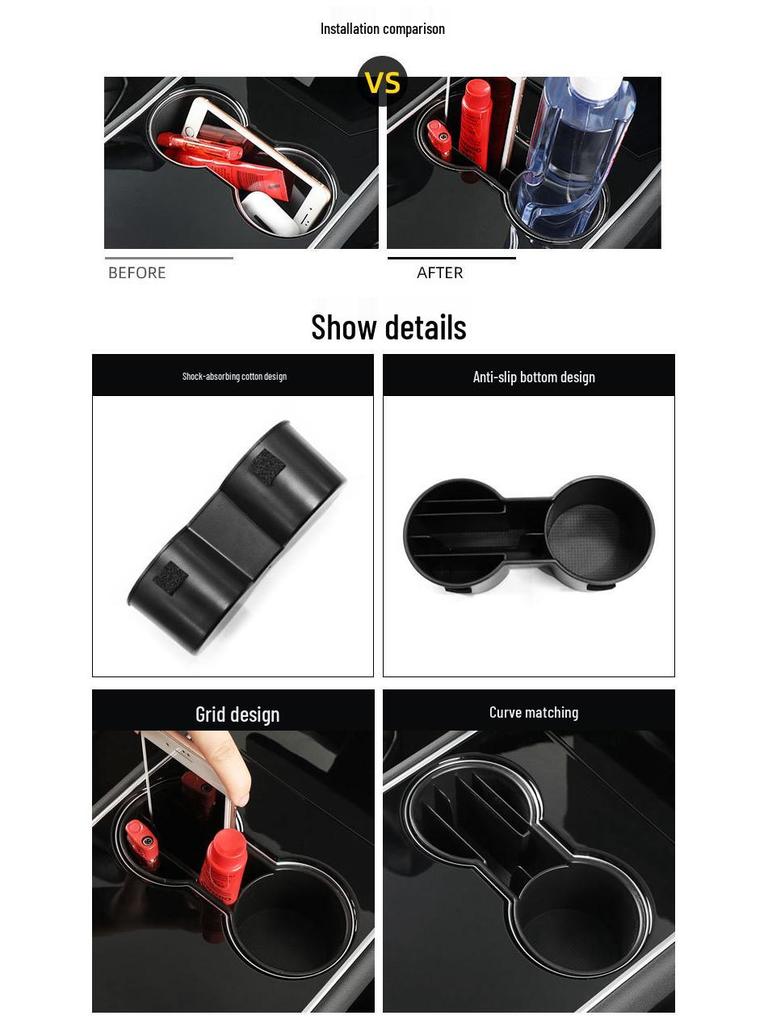 Tesla Model 3 Upgraded Cup Holder Card Slot Storage Accessories