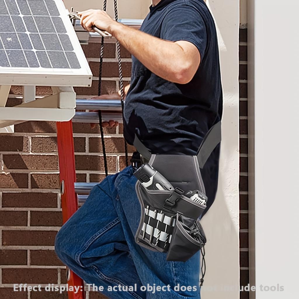 5 Spezifikationen Einseitige Werkzeugtasche für Elektriker, Zimmerleute und Bauarbeiter, Robuste Canvas-Konstruktion, schwarz