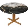 Black White Gold Marble Round Tablecloth with Elastic Edge Table Cover Waterproof Reusable Table Cloth for Holiday Kitchen Party Patio,M(45"-50")