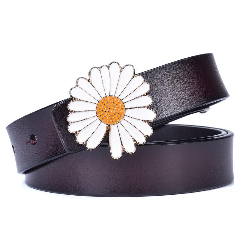 Belt Women'S Leather Cowhide Smooth Buckle Thin Belt Casual Women'S Decoration