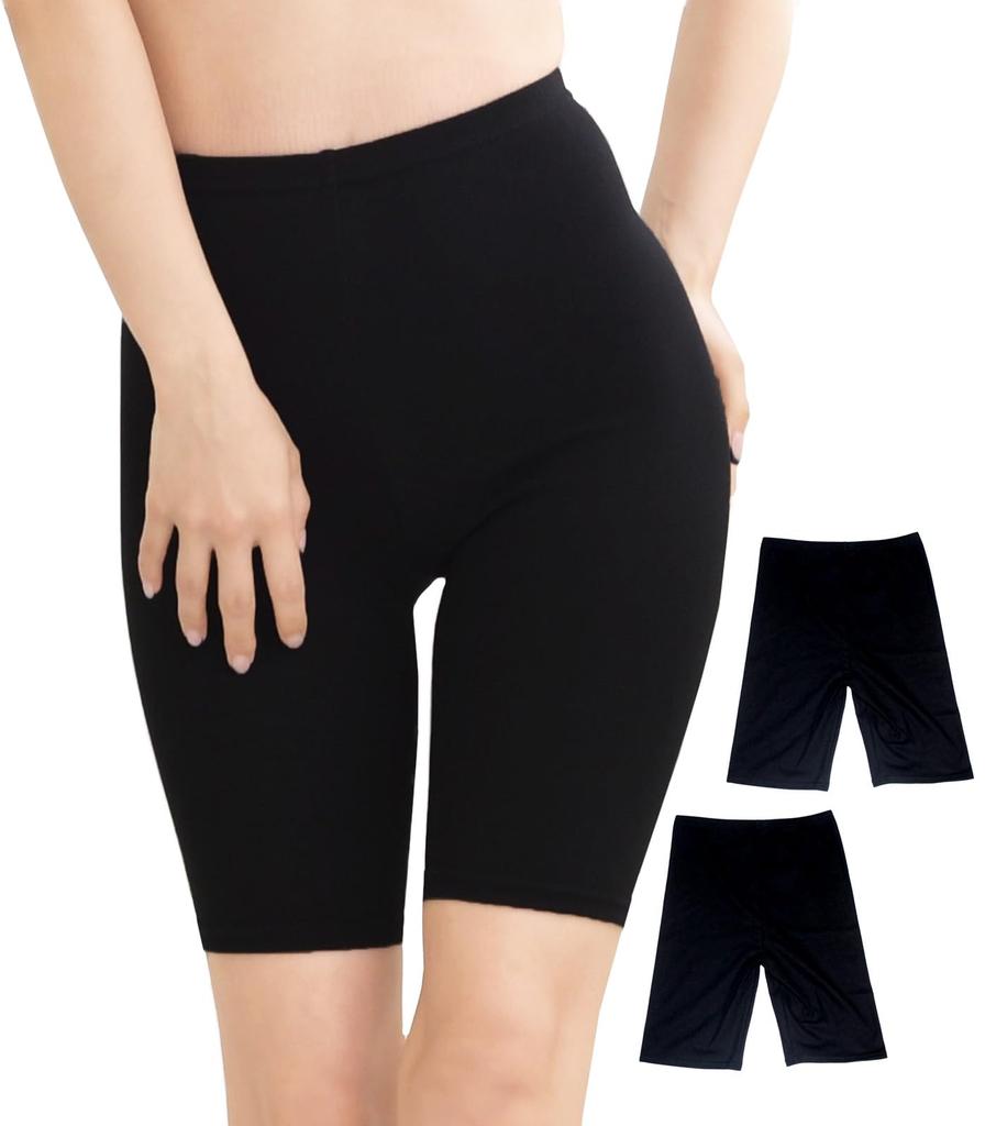 Chica Hurra Black Length Cotton Short Size Snug Stylish Loose Fit Comfortable Thick Deep Outing Leggings 3/4 Leggings, XL-2XL, 2-Pack, Blend, Women's,