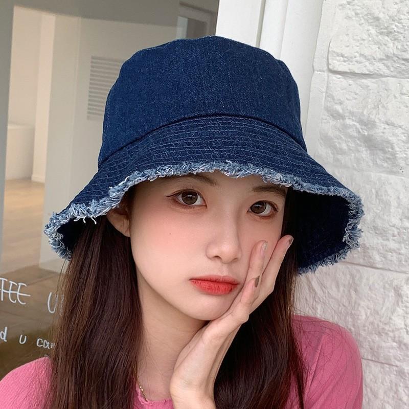 New summer denim basin hat women's sunshade sunscreen bucket hat trendy face cover versatile sun hat