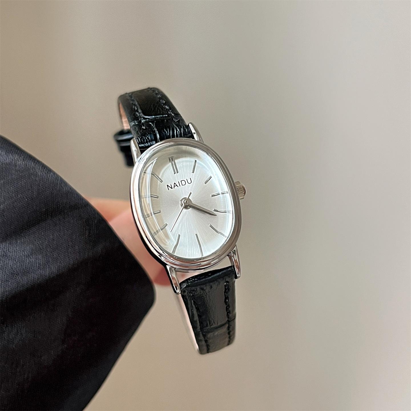 Minimalistische kleine ovale Zifferblatt Damen Uhren Lederarmband Uhren Einfache Damen Quarz Armbanduhren Weibliche Uhr Geschenk Reloj Mujer gray