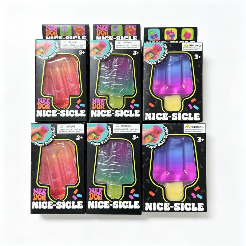Schylling Needoh Nice-Sicle Fidget Sensory Toy Pizza Peace Cake Cream Cone Relief Squishy Anti-Anxiety Squeeze Toy for ADHD Gift
