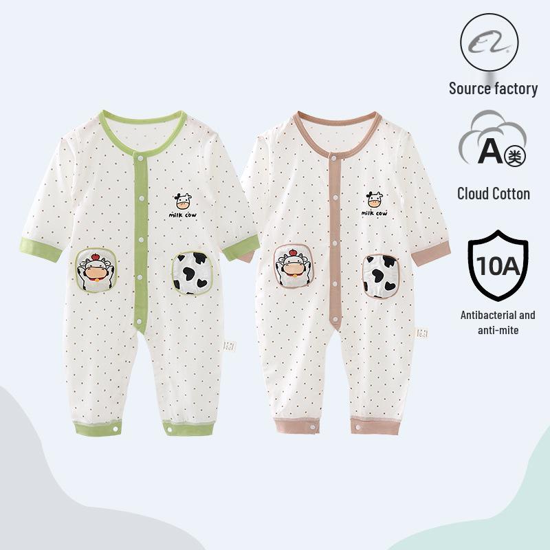 Unisex Cotton Baby Long Sleeve Romper: Lightweight Newborn Pajamas for Summer and Air-Conditioned Comfort.