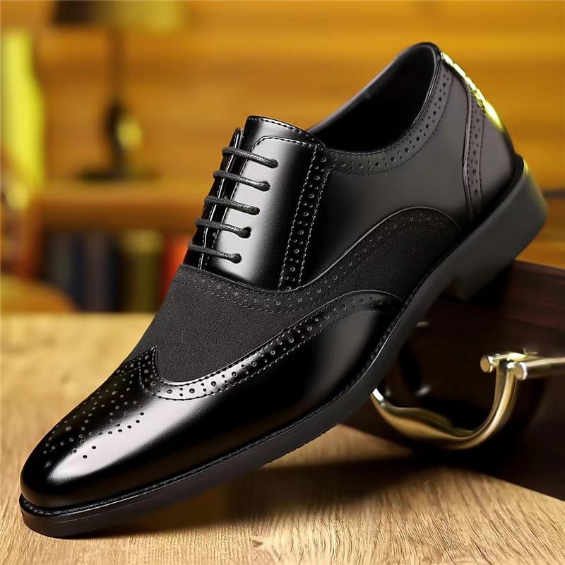 Fashion Retro Fashion New Men's Pointed Mixed Color Lace Up Leather Oxford Shoes Designer Formal Wedding Prom Dress Homecoming Footwear