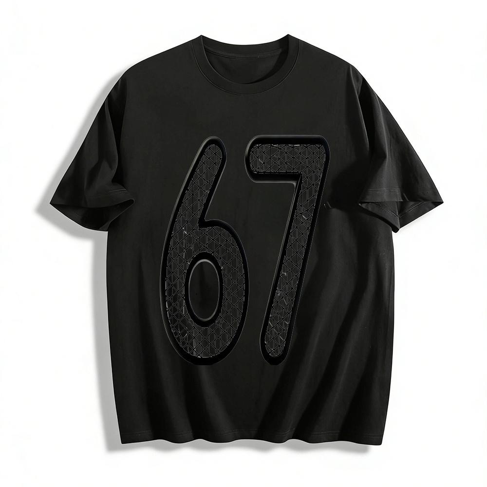 

Vintage Mesh Number 67 Print Casual Tshirt Unisex Loose Breathable Top Pure cotton T-shirt XXS