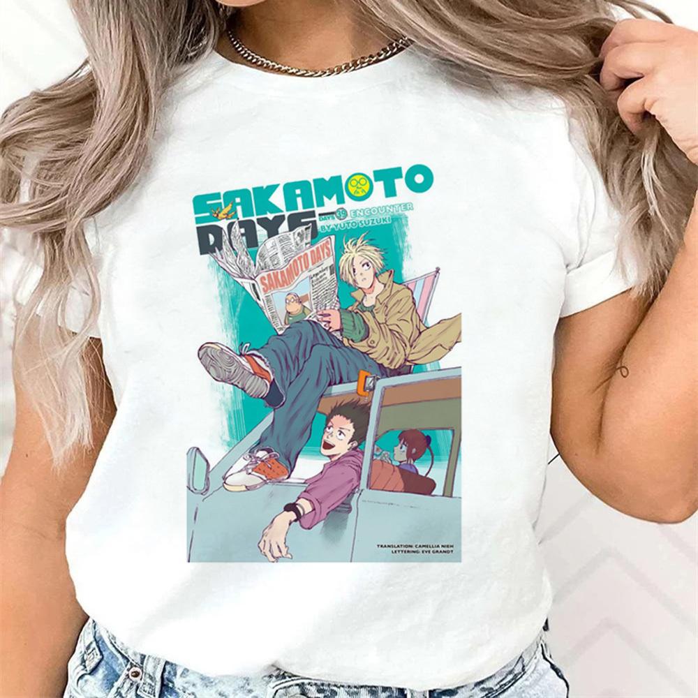 Sakamoto Days tshirt female Punk Trendy Vintage 80s Digital t shirt Pastel graphic korean clothes 2000s hip hop Vintage
