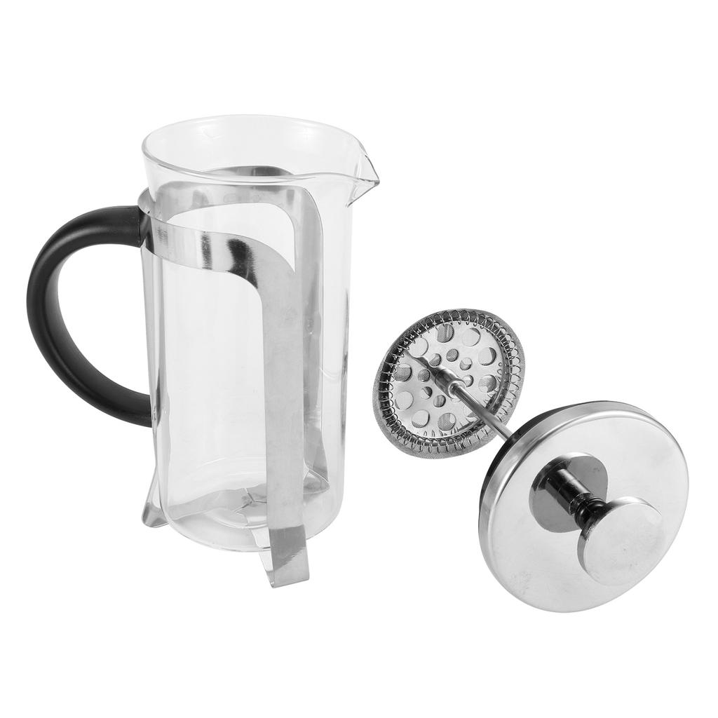 High Temperature Resistant Coffee Pot Filter Press Pot Glass Tea Coffee Maker for Household Kitchen UseSilver 350ml