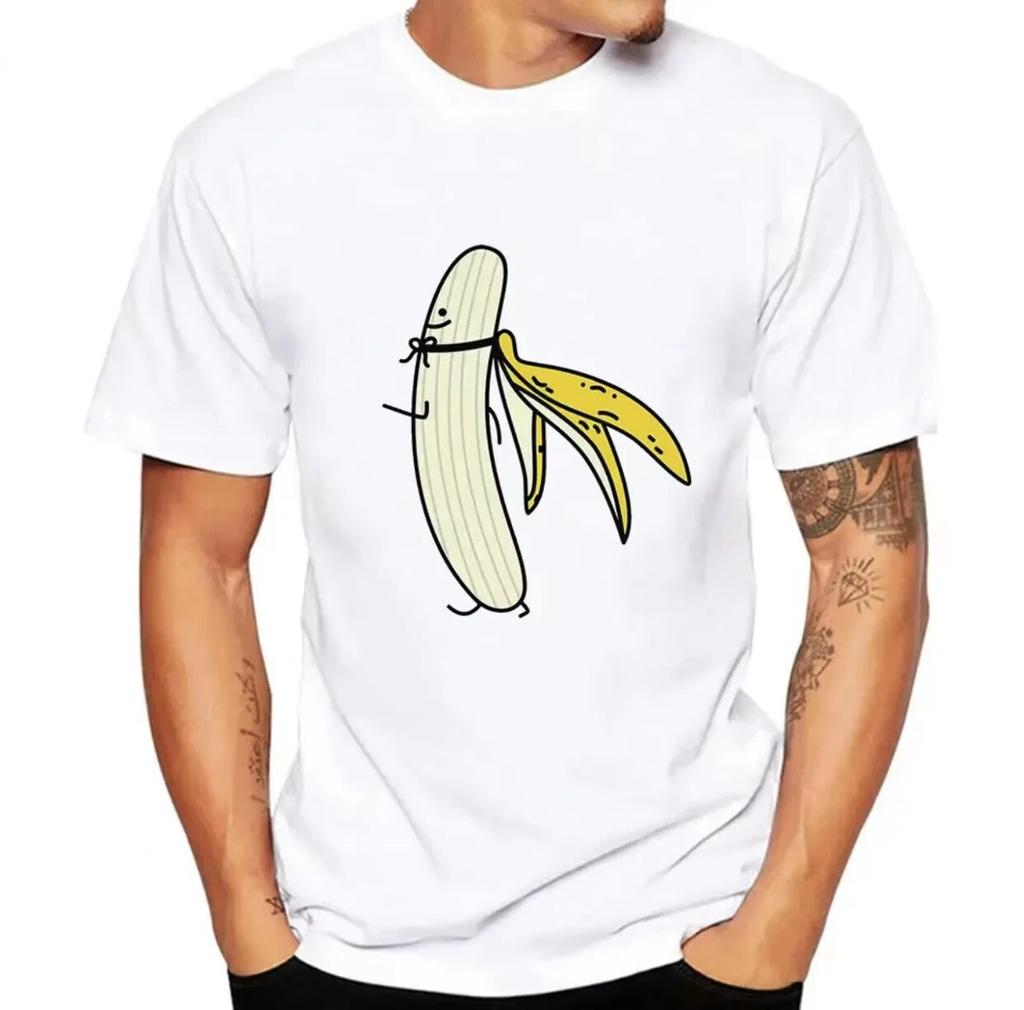 Graphic T-shirt Unisex Banana strip Funny design print Summer humor joke Loose white casual suit Street wear Unisex T-shirt