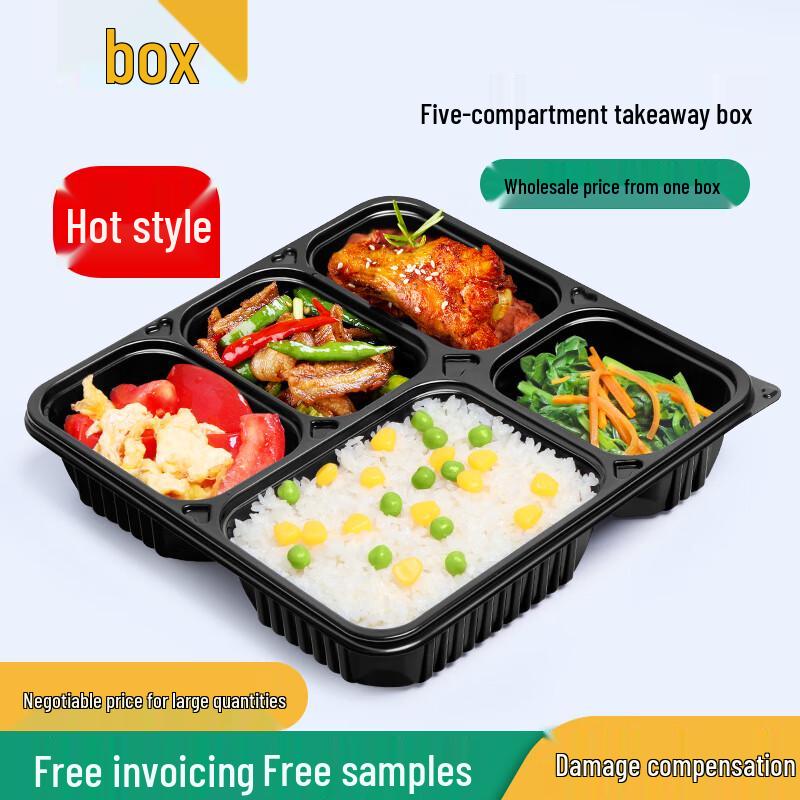 Disposable 5-Compartment Takeout Lunch Boxes