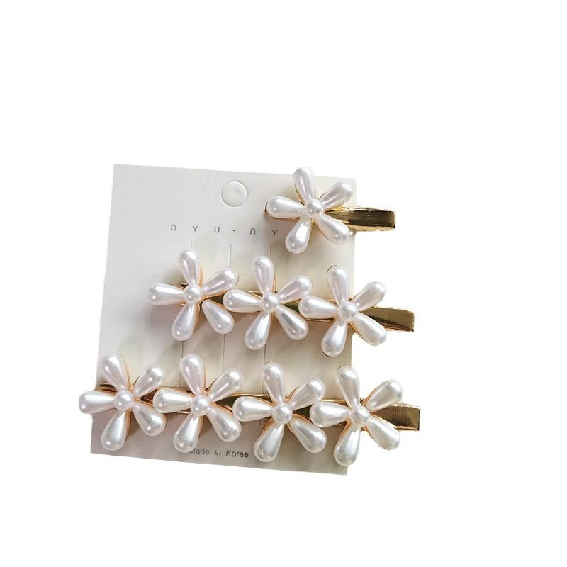 French Girl Mini Pearl Flower Hairpin, Korean Chic Gentle Retro Bangs Hairpin Hair Accessories