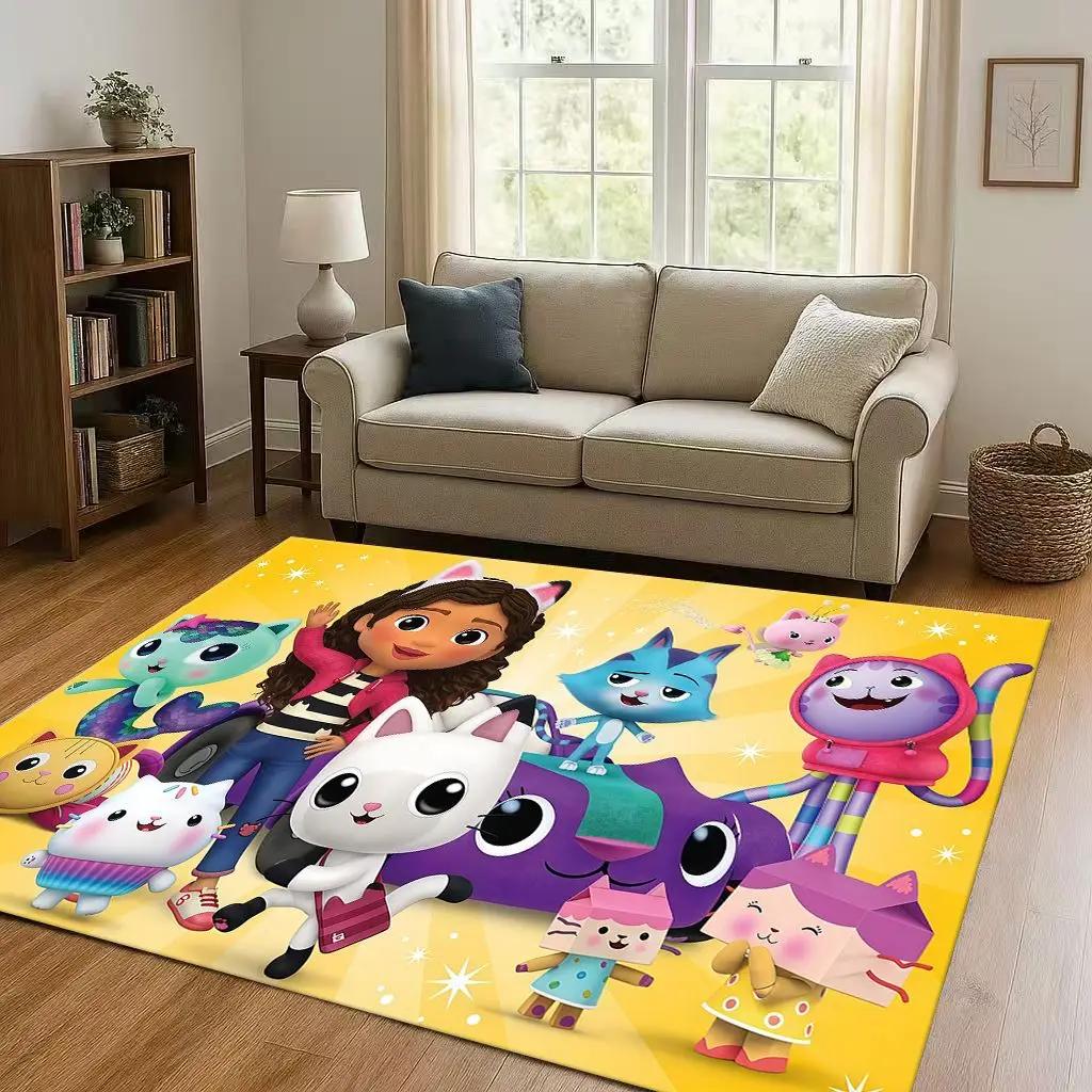 HD Cute Gabbys Dollhouse Cartoon Girl Living Room Non-Slip Area Rug Soft Carpet for Bedroom Playroom and Sofa,Home Decor Doormat