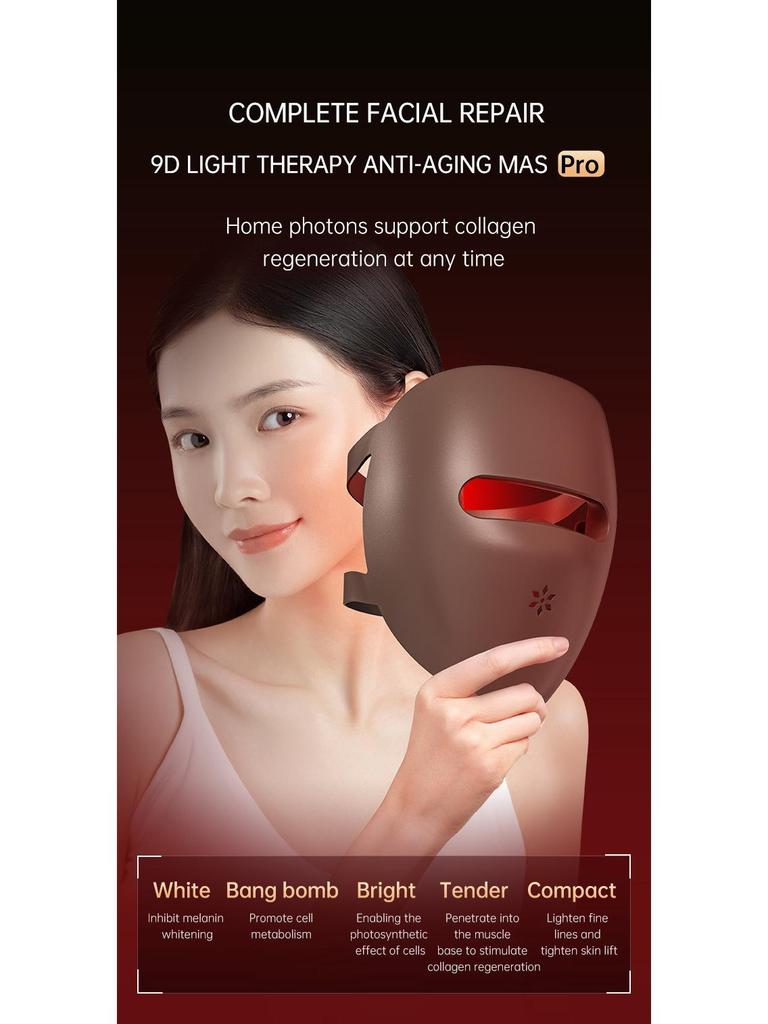 Photon Skin Rejuvenation LED Face Mask with Neck - Red & Green Light Therapy for Home Use to Brighten Skin Tone
