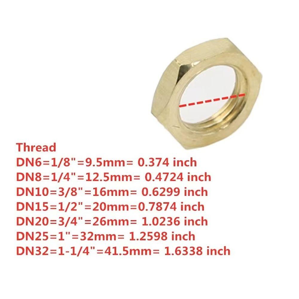 10Pcs Brass Hex Lock Nuts BSP 1/8" 1/4" 3/8" 1/2" 3/4" 1" Hexagonal Shank Cap Flange Nut Female Thread Water Tank Joint