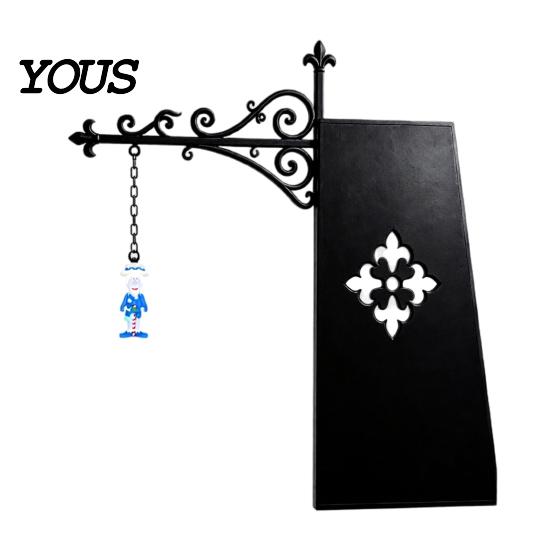 Retro Wrought Iron Wall Bracket Vintage Hanging Stand, Decorative Hook Rack for Small Iris Top Decoration Ornaments, Black Display Holder