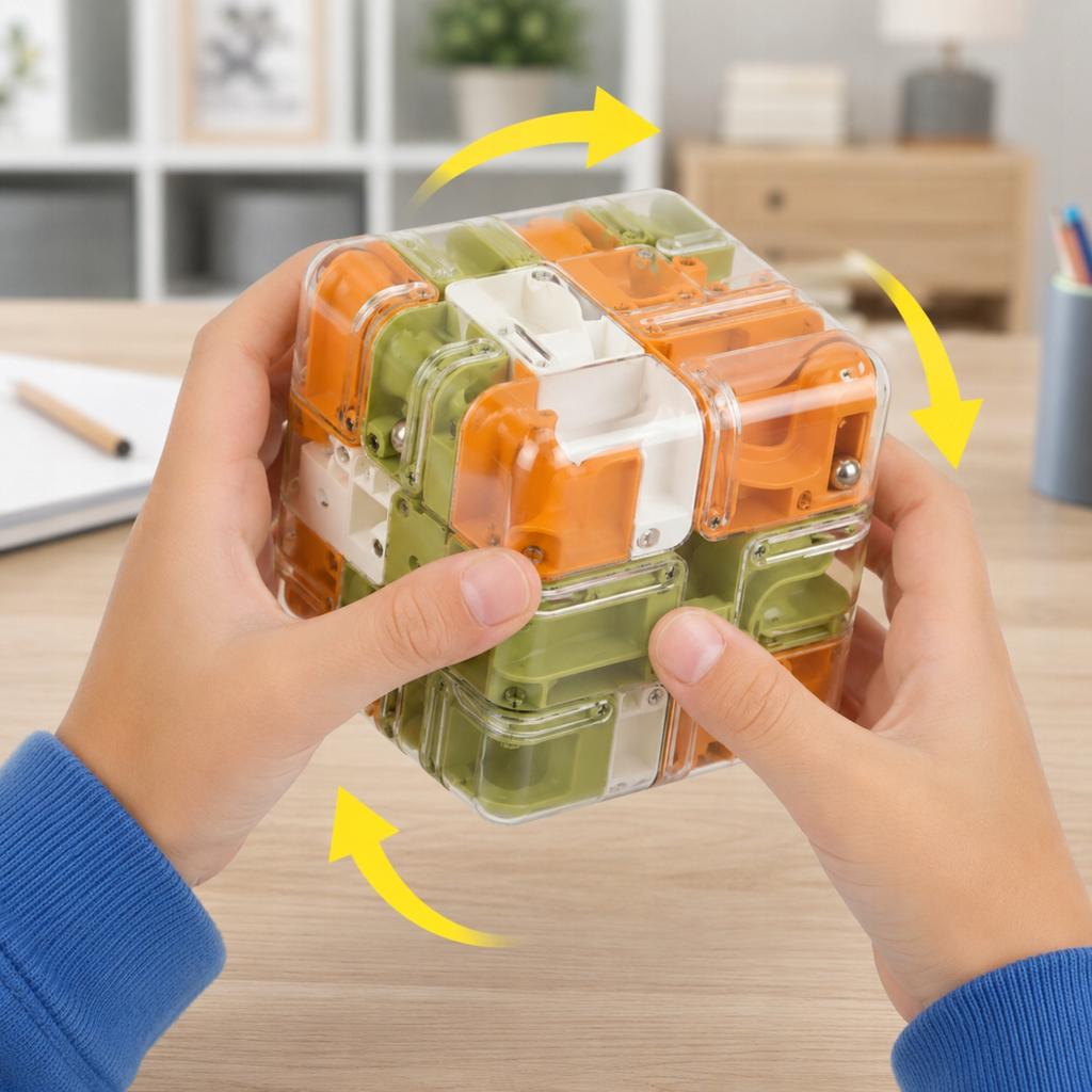 [PACZB] Logic cube for children with a maze and metal cogs Z3393