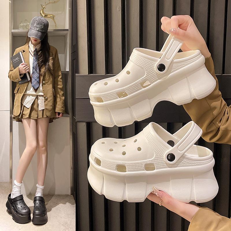 Thick-soled Hole Shoes Women's Summer Wear Non-slip Beach Sandals Office Muffin Bottom Bag Head Slippers Summer