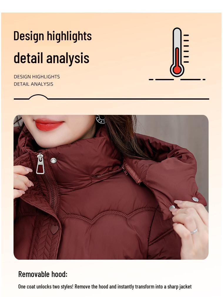 2025 Winter Women's Plus-Size Mid-Length Cotton Jacket - Warm and Fashionable for Mothers