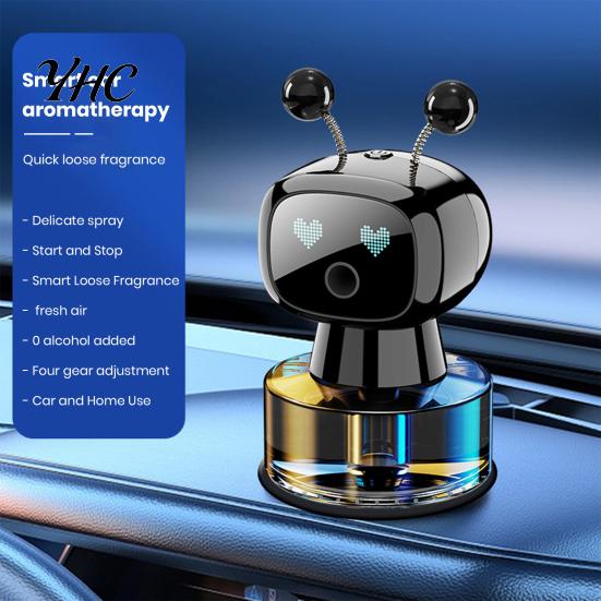 Car Fragrance Diffuser Smart Air Freshener Aromatherapy 3 Modes Adjustable Long-Lasting Robot-Shaped Design Essential Oil Stylish Accessory