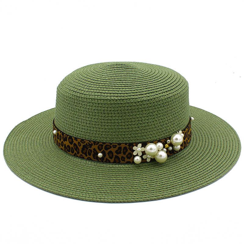 Hot Sale Straw Top Hat Fashion Pearl Accessories Panama Shade Straw Hat Women's Summer Big Eaves Beach Hat