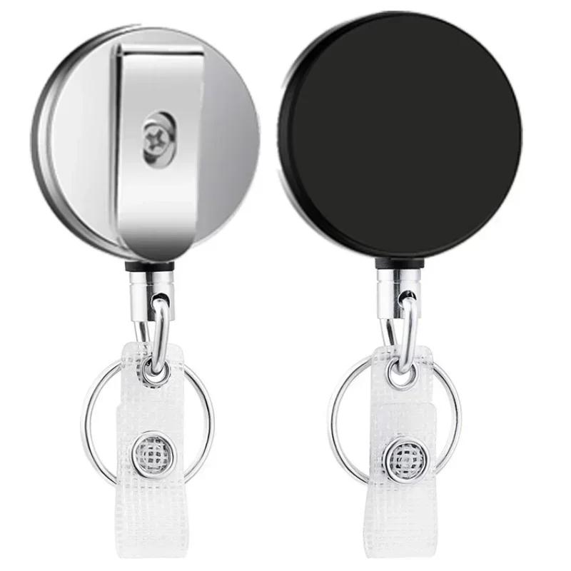 1pcs Retractable Badge Reel ID Card Lanyard Name Tag Metal Key Chain Ring Belt Clip Pull Keyring Id Badge Holder Badge Clip