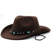 Cappelli da cowboy europei e americani delle regioni occidentali, cappelli a cilindro in lana alla moda maschile e femminile, cappelli da cowboy tibetani in stile etnico