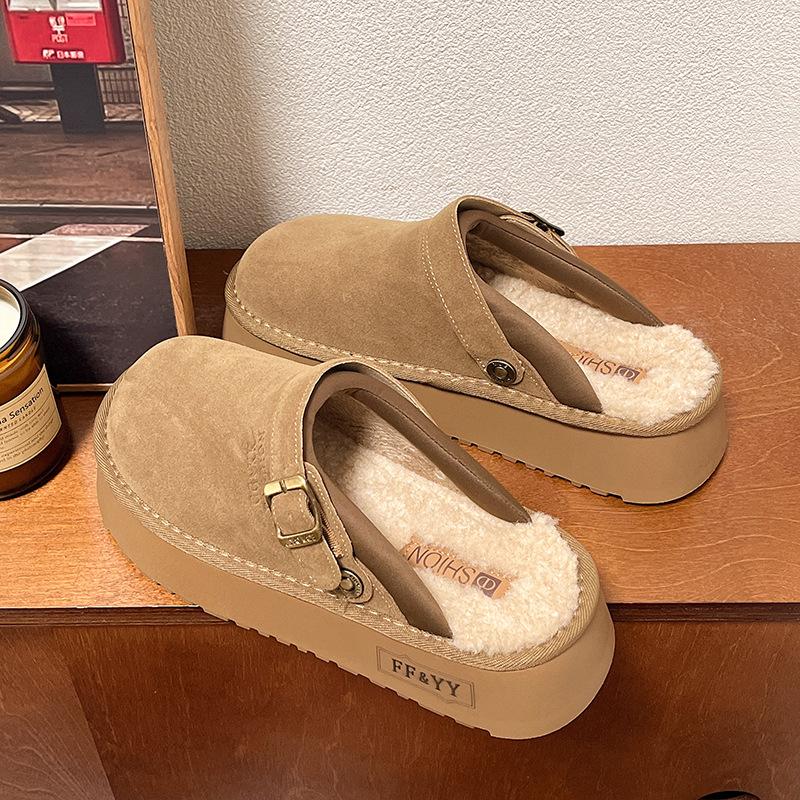 Pantofole da donna Baotou Leggere e Comode con Rialzo per Poggiapiedi Invernali Calde Fredde Imbottite Antiscivolo Resistenti all'Usura Cotone per il Tempo Libero