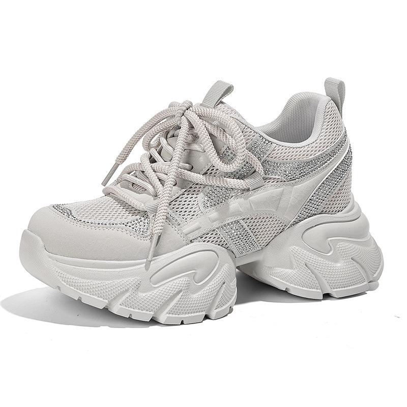 Dad Shoes Women S Spring And Summer Shoes Women S Shoes Platform Heightening Casual Shoes Mesh Breathable Rhinestone Sneakers 34