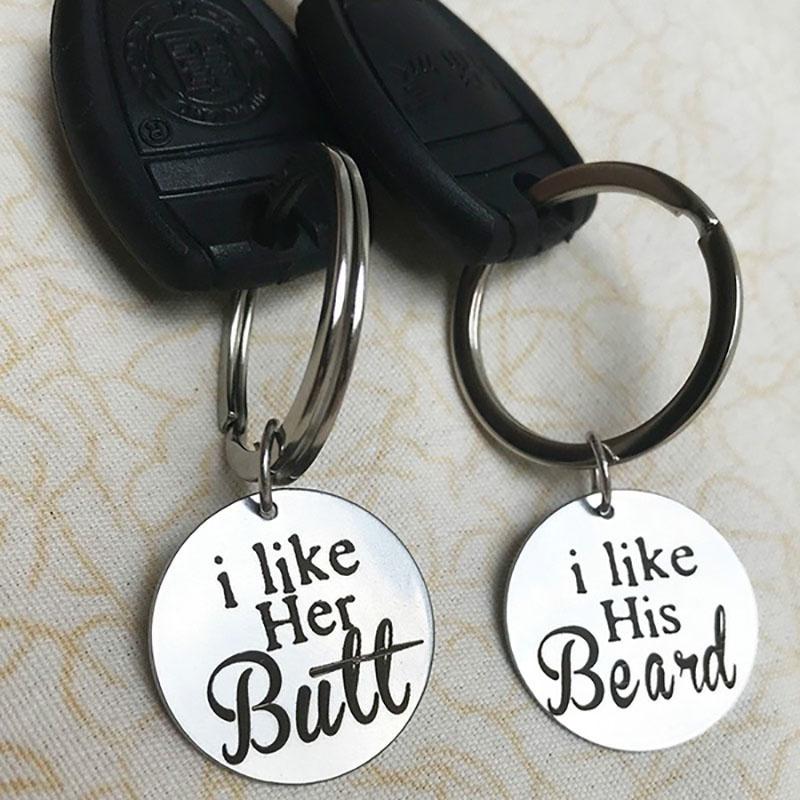 Stainless Steel Cute Couple Keychain Love Key Ring Gift For Boyfriend Girlfriend With Premium Quality Polished Finish