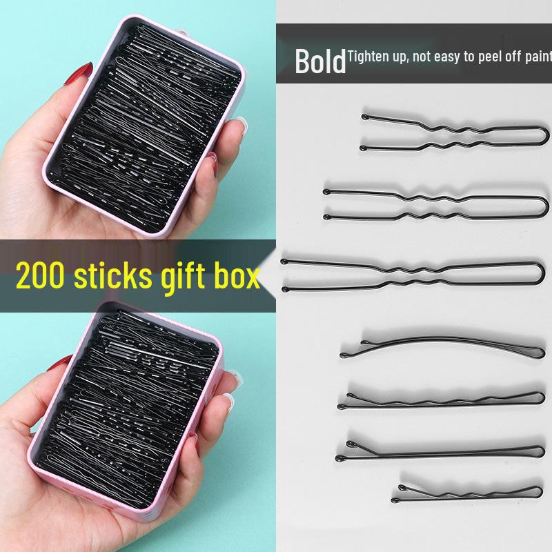 50-200 Pcs Black U-Shaped Bobby Pins & Flat Hair Clips for Hair Styling