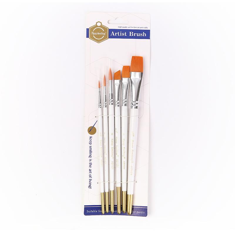 

Nylon Brush Set for Oil, Acrylic, and Watercolor Painting - Includes Liner and Gouache Brushes for Art Students. Set of 6