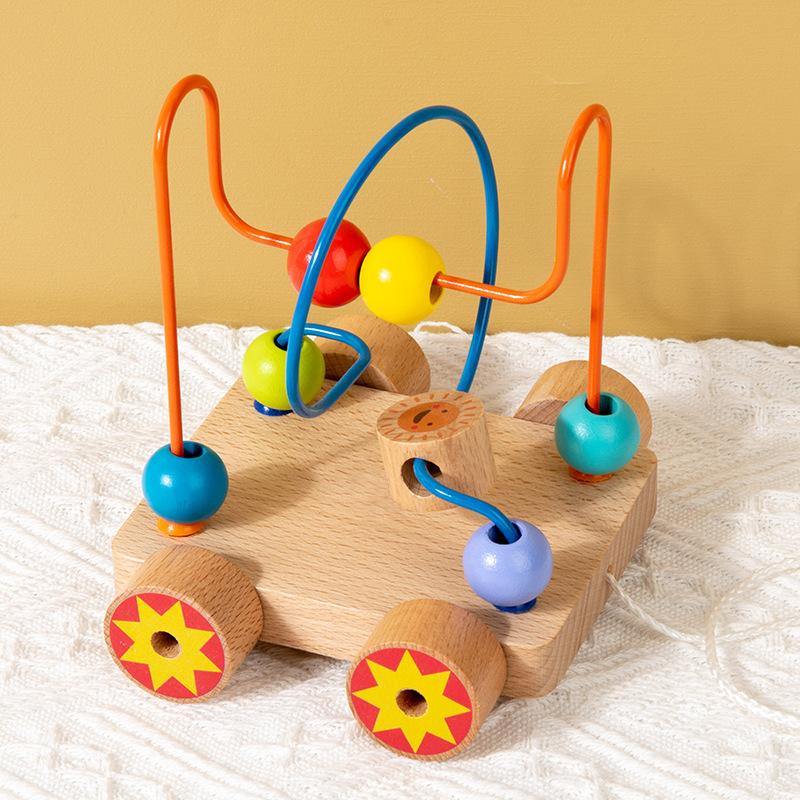 Montessori Toys Colorful Wooden Roller Coaster Educational Circle Toy For Preschool Learning Bead Maze Toy Perfect Gift For Kids