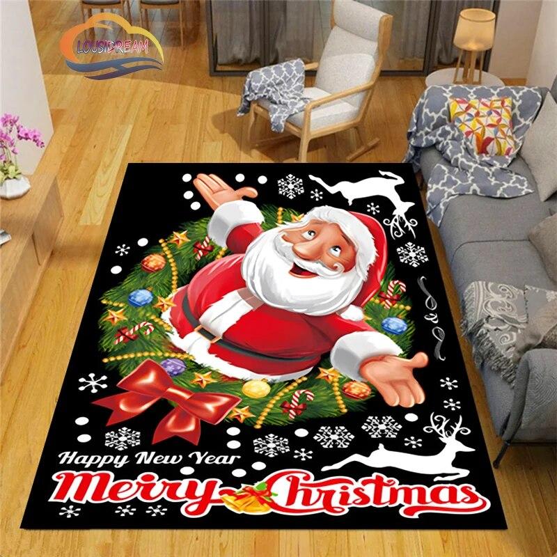 3D Printed Christmas Floor Mats Carpet  Santa  Fashion Bedroom Mat Living Room Office Children  Home Decor