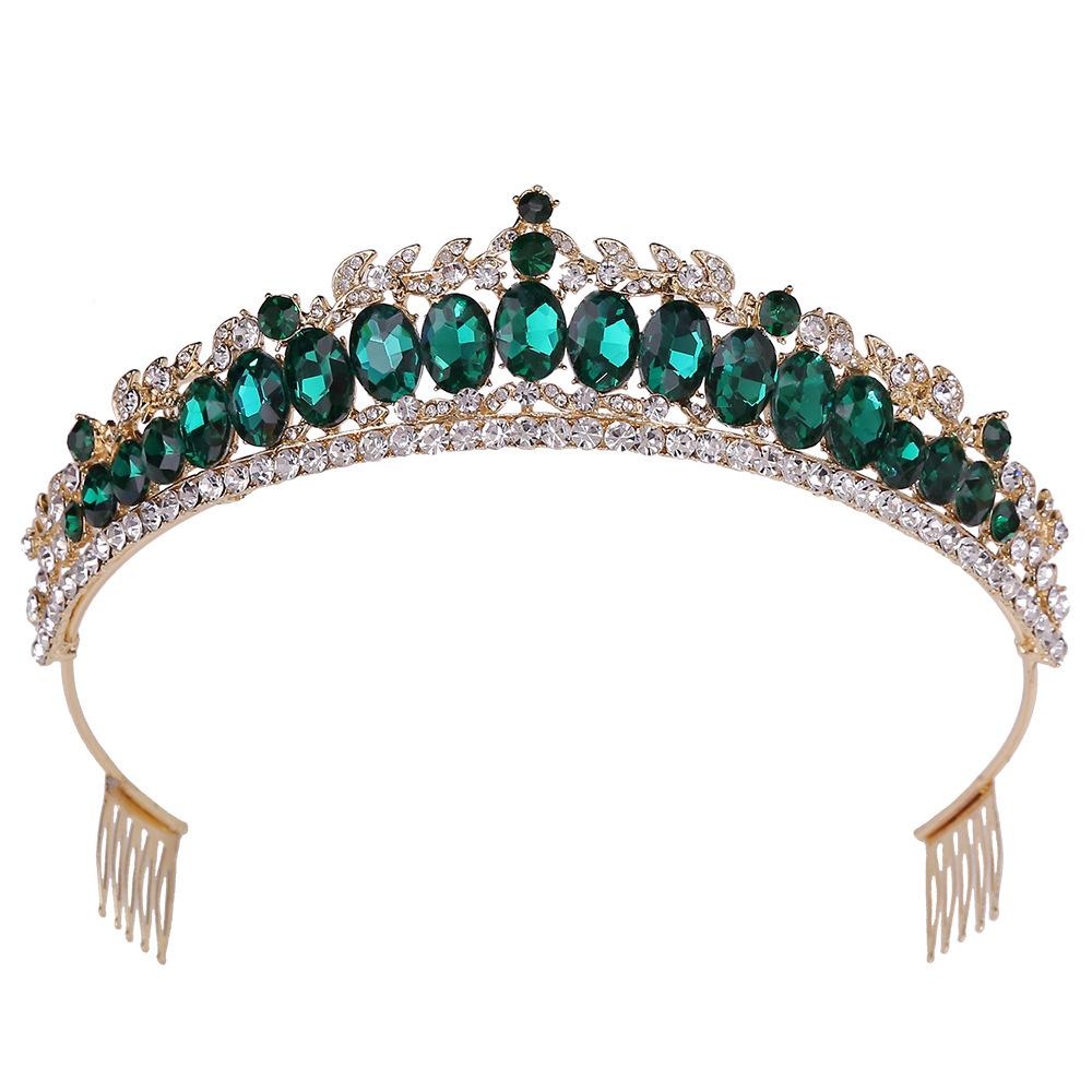 

Корейский свадебный ободок, лесной стиль, маленький лист, бриллиант, красный кристалл, подиумный аксессуар для волос, корона, гребень для волос