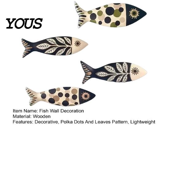 Lightweight Wall Decoration 4Pcs Wooden Fish Decor, Rustic Farmhouse Ocean Art, Vintage Waterproof Beach Nautical Coastal Theme Decor for