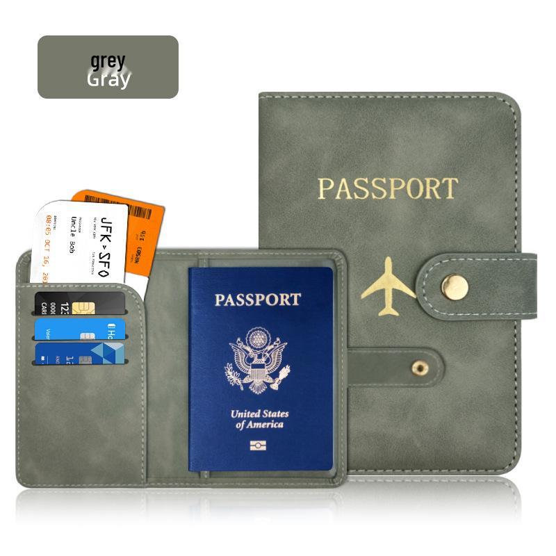 Hand-Stitched PU Leather Passport Holder with Buckle