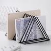 R6FF Desktop Book Organizers Magazine Rack Triangular Metal Book Rack 9 Compartments Bookend for Book Magazine Document