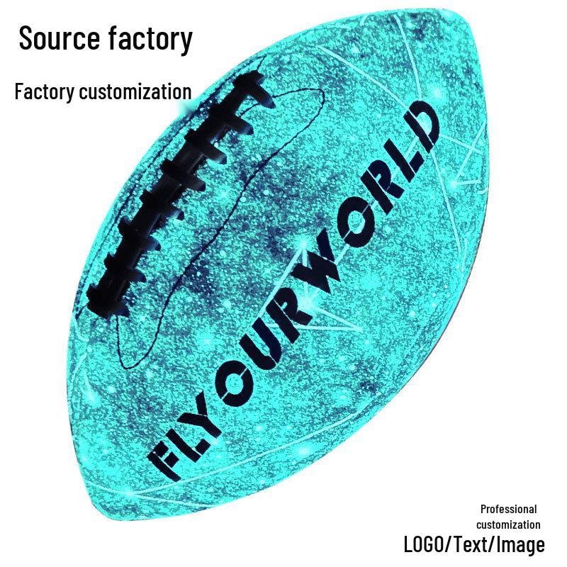 Leuchtender fluoreszierender reflektierender American Football – Standard-Wettkampf-Trainings-PU-Ball F9 ozeanblau