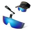 ARCWOLF Polarized Cap Blue Over-the-Hat Sunglasses, Flip-Up Shader, Pollen-Resistant,
