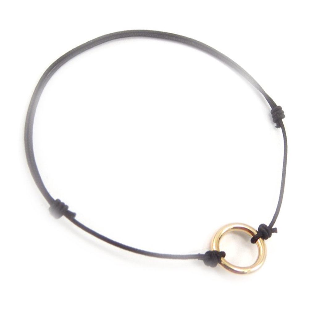 Les Trésors De Lily [K5166] - Pulseira preta 'Choreography' banhada a ouro - 10 mm