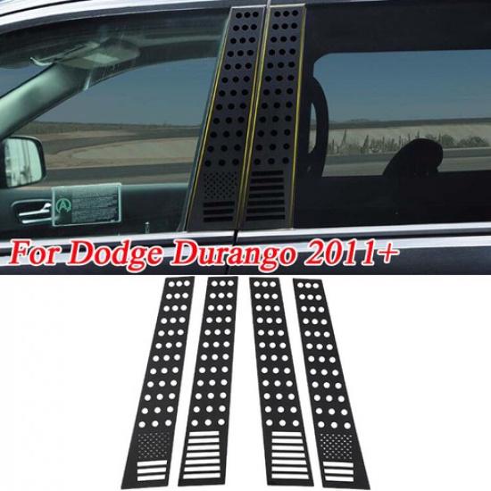 

4x Black Window Pillar Cover Trim For Dodge Durango 2011+ Aluminum Alloy US Flag