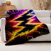1pc Vibrant Lightning Bolt Print Flannel Blanket - Soft, Warm, and Machine Washable | Minimalist Home Decor for Sofa, Bedroom