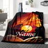 Custom Name Lion Cub'S Footprint Party Blanket For Couch Bed Plush Cozy Fuzzy Blanket Super Soft Warm Blankets For Fall And Winter 0916269