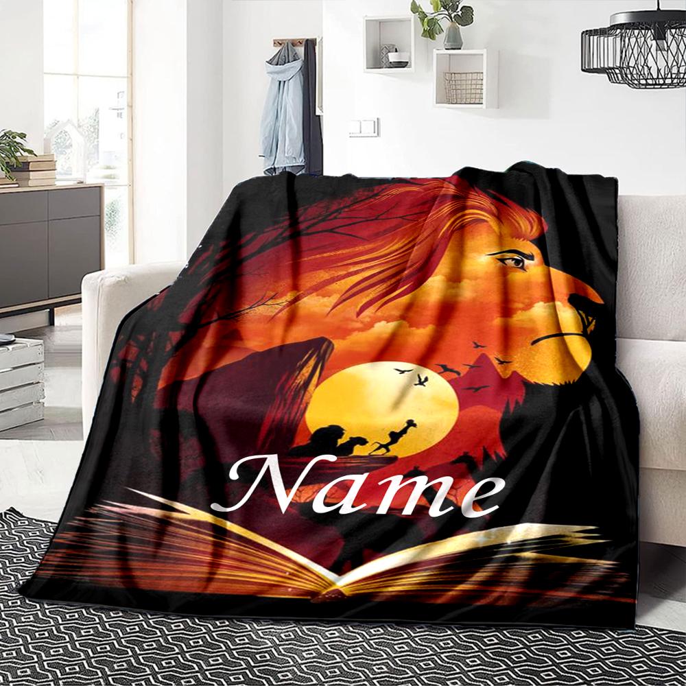 Custom Name Lion Cub'S Footprint Party Blanket For Couch Bed Plush Cozy Fuzzy Blanket Super Soft Warm Blankets For Fall And Winter 0916269