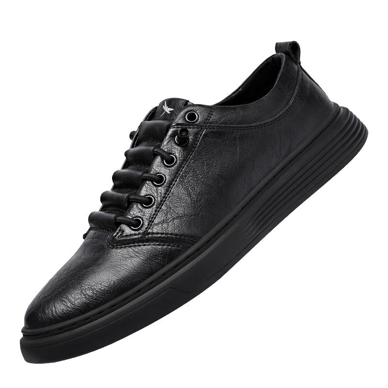 RED DRAGONFLY Men's Black Casual Leather Board Shoes WXA344001