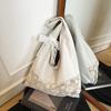 Large Capacity Shoulder Bag High-Quality Lace Splicing Handbag Canvas Tote Bag Fresh Cotton Tote Bag For Short Trip Shopping