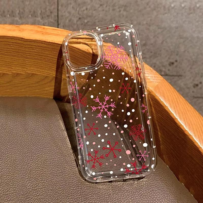 Christmas Pattern Print Clear Phone Case for Samsung S25 S24 S23 S22 S21 S20 Note20 FE Ultra Plus 5G Shockproof Bumper Cover