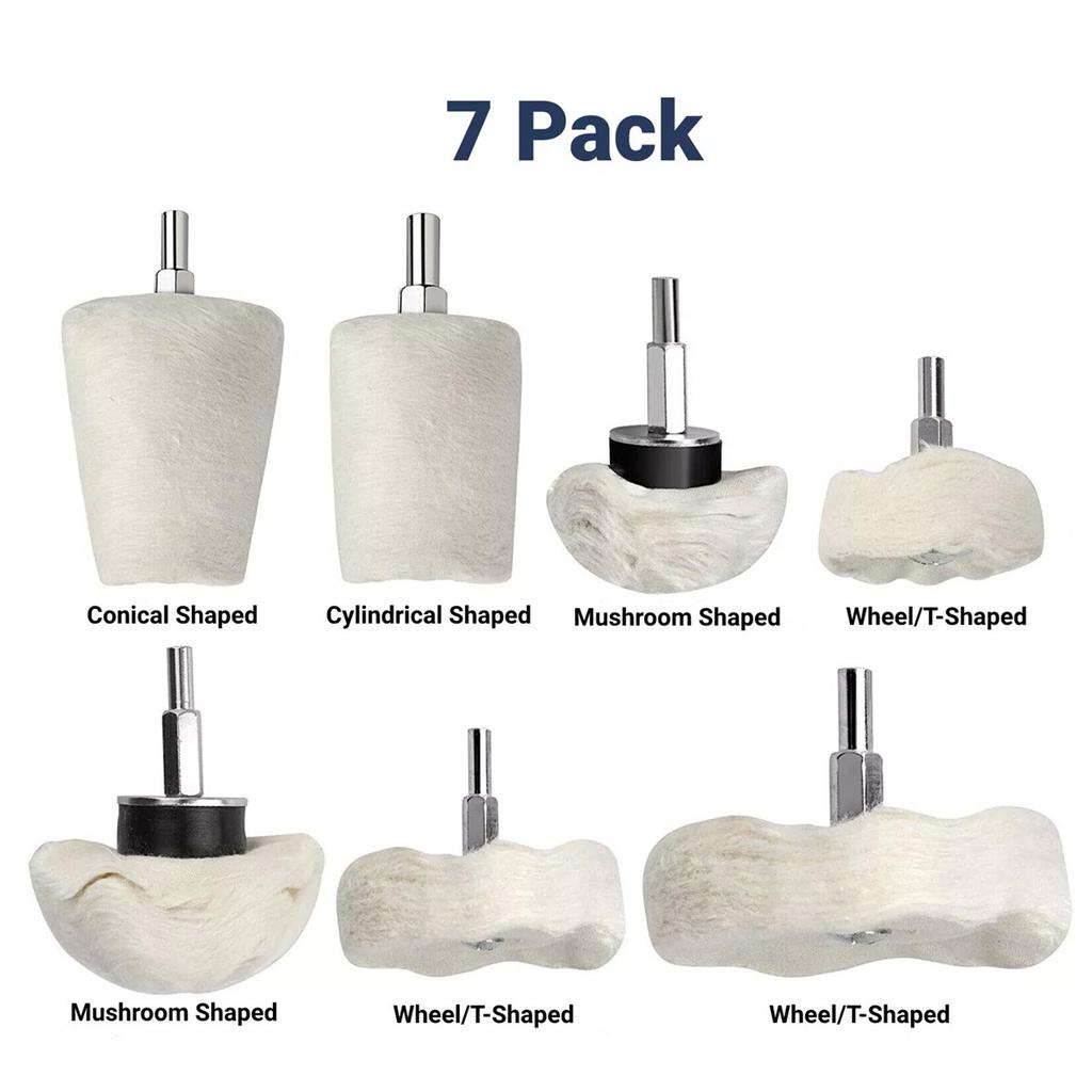 7Pcs/Set 6mm Shank Cotton Polishing Wheels Cloth Buffing Wheel Grinder For Drill Die Grinder Car Polishing Cloth Tools Accessory